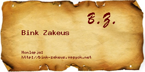 Bink Zakeus névjegykártya